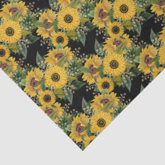 Papier Mousseline Motif floral de tournesol de cottage jaune