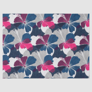 Papier Mousseline Motif floral d'hibiscus bleu élégant (14)