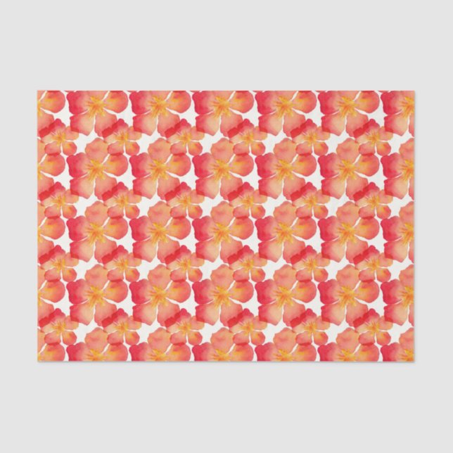 Papier Mousseline Motif floral d'oléandre orange (Recto)