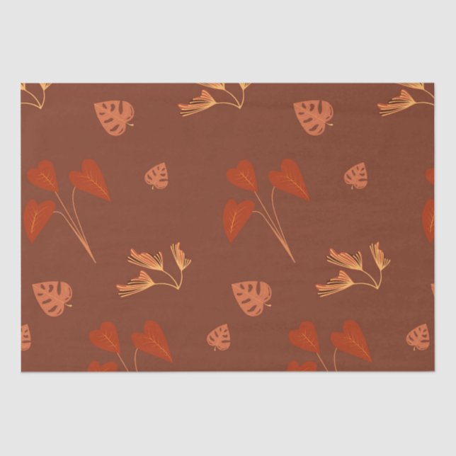 Papier Mousseline Motif floral en terre cuite (Recto)