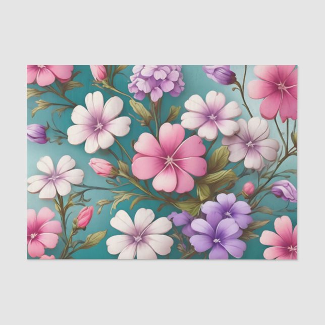 Papier Mousseline Motif floral flamboyant (Recto)