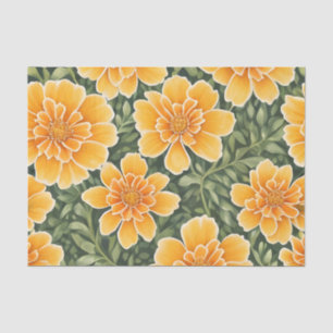 Papier Mousseline Motif Floral Fleurs Marigold