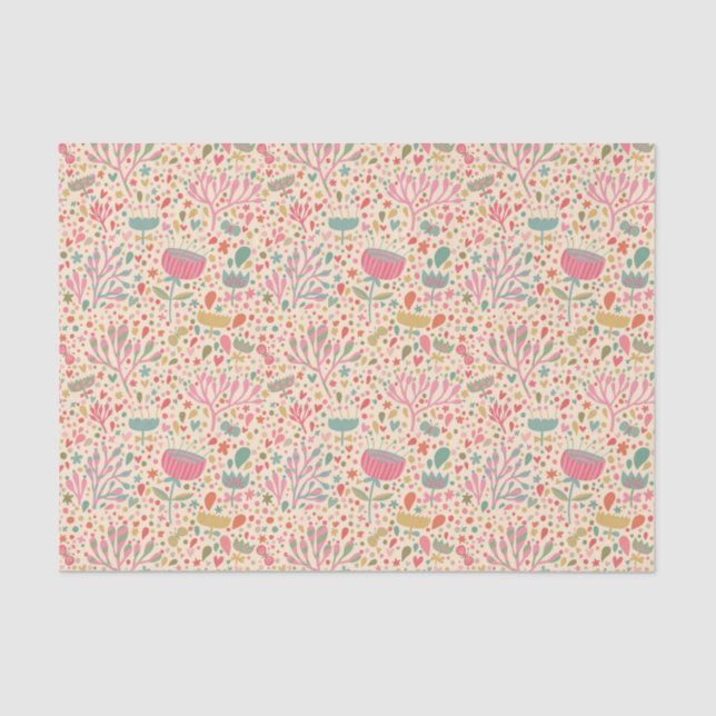 Papier Mousseline Motif floral lumineux (Recto)