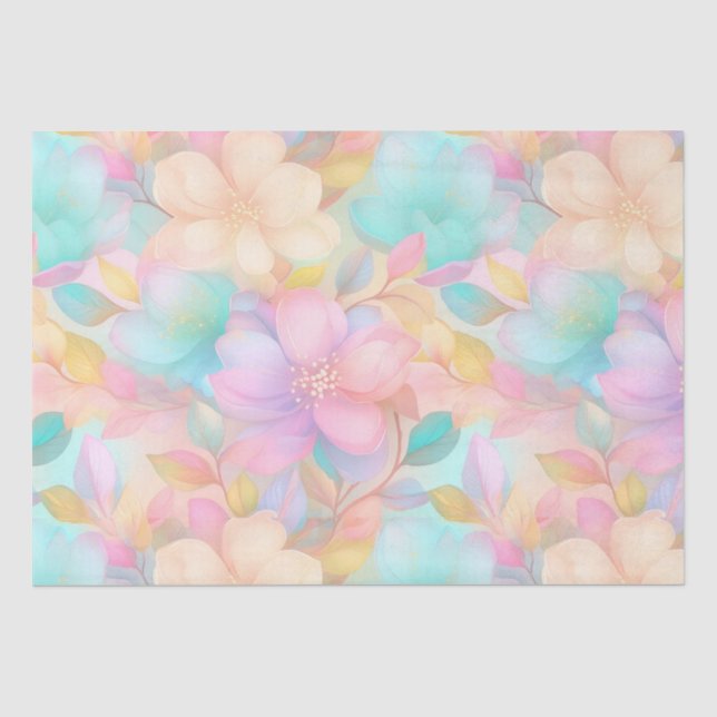 Papier Mousseline Motif floral pastel (Recto)
