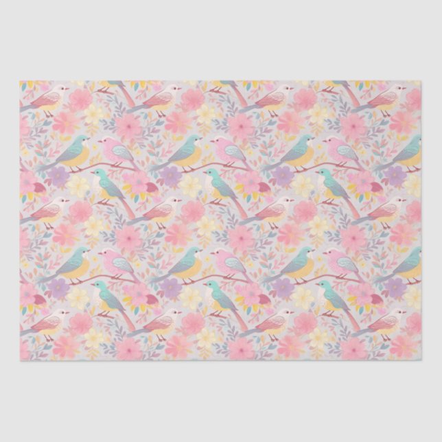 Papier Mousseline Motif floral Pastel ressort 02 (Recto)