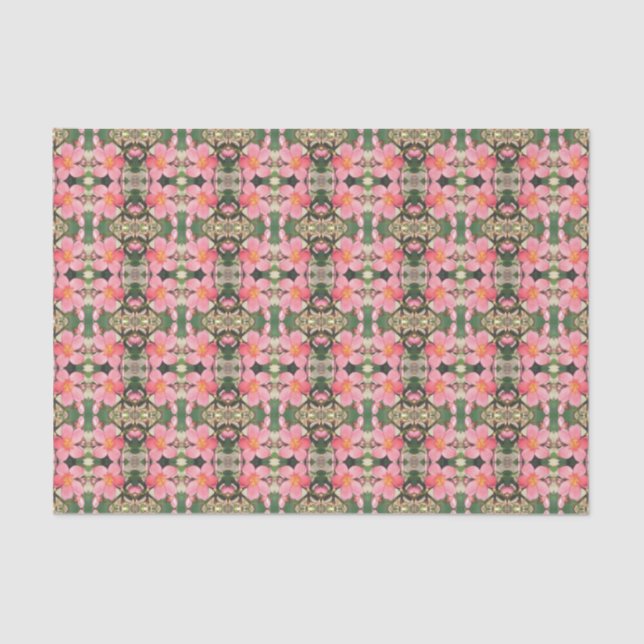 Papier Mousseline Motif floral rose (Recto)
