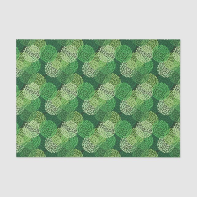 Papier Mousseline Motif floral vert (Recto)