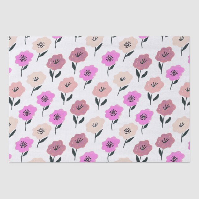 Papier Mousseline Motif floral vibrant (Recto)