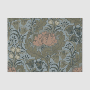 Papier Mousseline Motif floral victorien antique terre cuite sauge