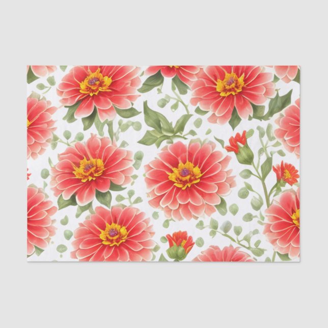 Papier Mousseline Motif floral Zinnia Fleurs (Recto)