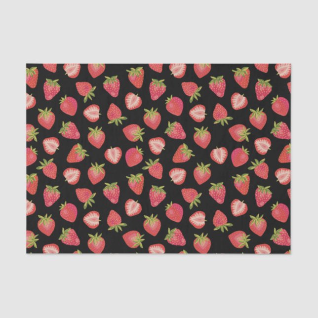 Papier Mousseline Motif fraise (Recto)
