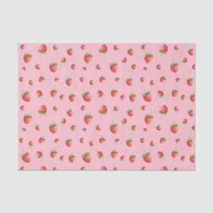 Papier Mousseline Motif fraise rose