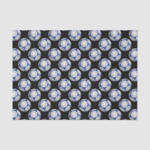 Papier Mousseline Motif Futbal bleu et blanc