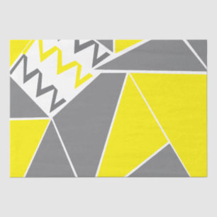 Papier Mousseline Motif géométrique à rayures chevron gris jaune