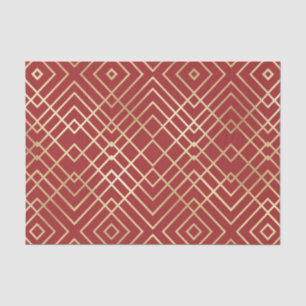 Papier Mousseline Motif géométrique Art déco rouge chinois moderne