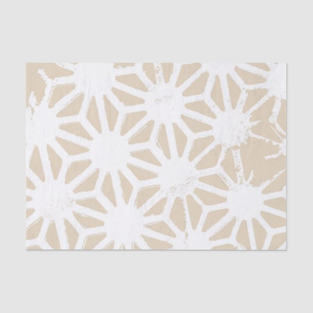 Papier Mousseline Motif géométrique beige (Recto)
