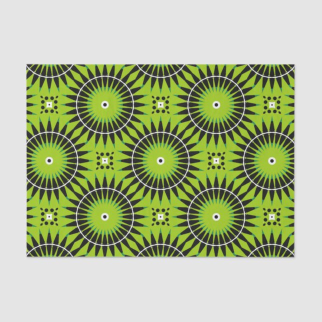 Papier Mousseline Motif géométrique Boho Lime Green élégant (Recto)