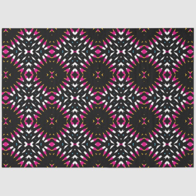 Papier Mousseline Motif géométrique Cool noir et magenta (Recto)
