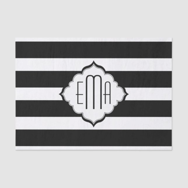 Papier Mousseline Motif géométrique des bandes noires et blanches (Recto)