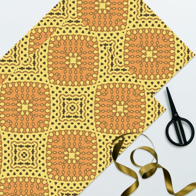 Papier Mousseline Motif géométrique en mosaïque jaune et orange (Créateur téléchargé)