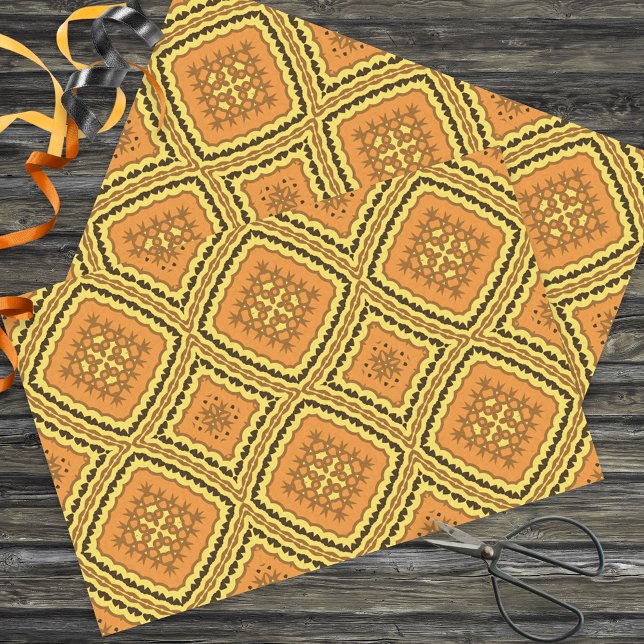 Papier Mousseline Motif géométrique en mosaïque jaune orange (Créateur téléchargé)
