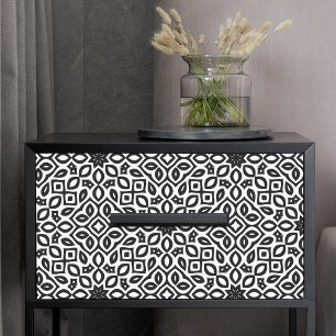 Papier Mousseline Motif géométrique en mosaïque noire et blanche ten