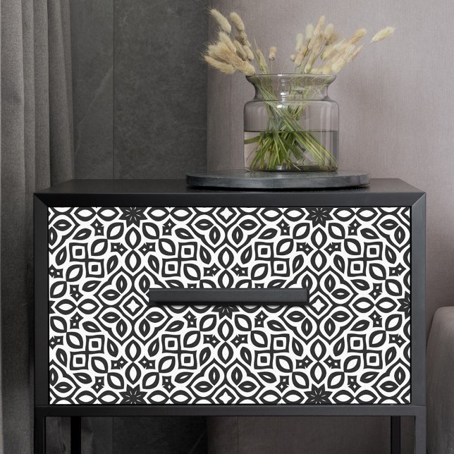 Papier Mousseline Motif géométrique en mosaïque noire et blanche ten (Créateur téléchargé)