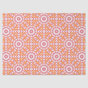Papier Mousseline Motif géométrique en mosaïque orange et rose
