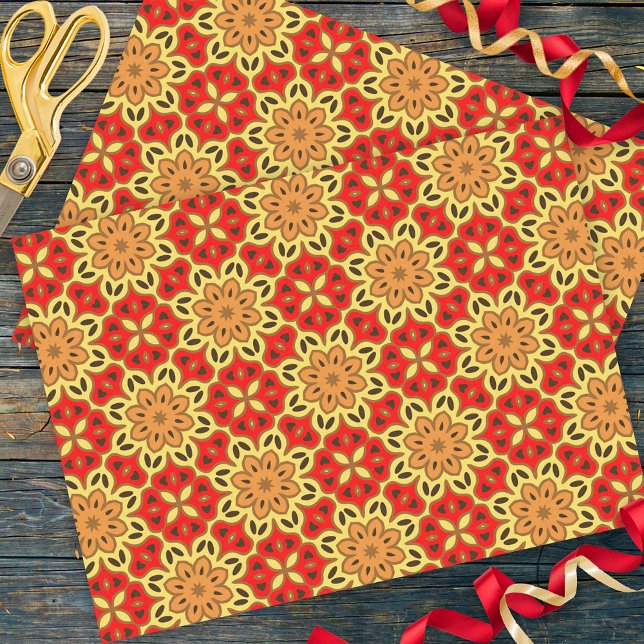 Papier Mousseline Motif géométrique en mosaïque rouge jaune et orang (Créateur téléchargé)