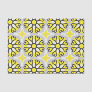 Papier Mousseline Motif géométrique gris-jaune blanc en mosaïque