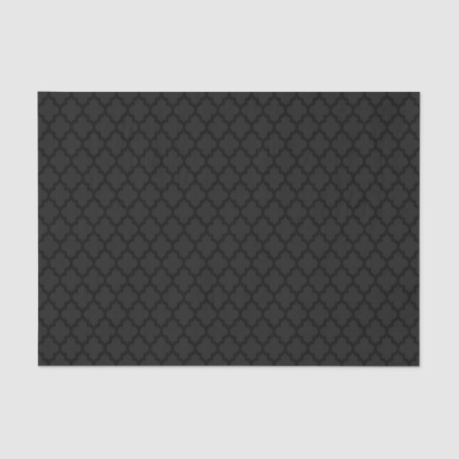 Papier Mousseline Motif géométrique Ikat noir et gris (Recto)