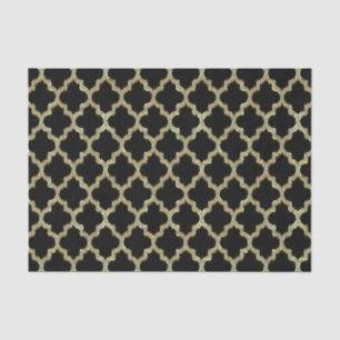 Papier Mousseline Motif géométrique Ikat noir et or