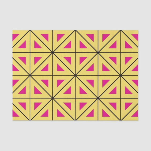Papier Mousseline Motif géométrique jaune et rose élégant (Recto)