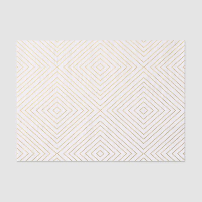 Papier Mousseline Motif géométrique moderne de carrés d'or sur le (Recto)