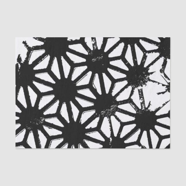 Papier Mousseline Motif géométrique noir (Recto)