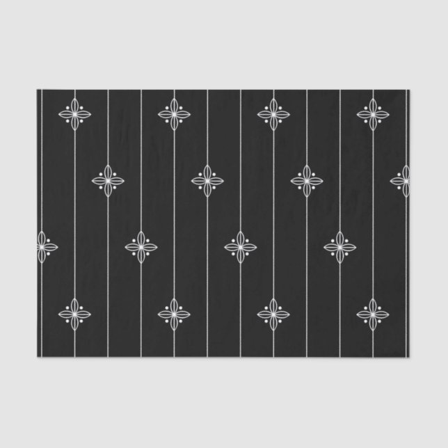 Papier Mousseline Motif géométrique noir blanc (Recto)