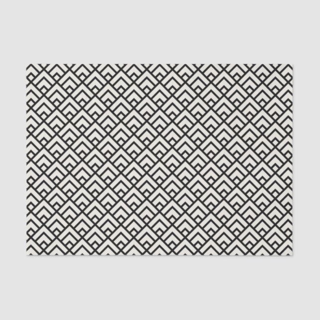 Papier Mousseline Motif géométrique noir et blanc (Recto)