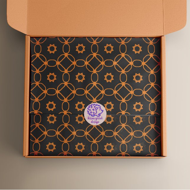 Papier Mousseline Motif Géométrique Noir Et Orange Moderne (Créateur téléchargé)