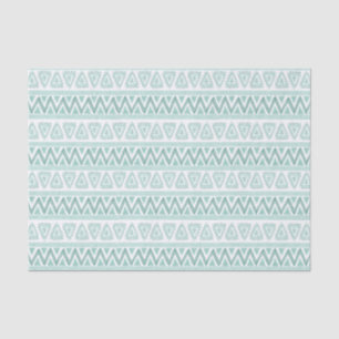 Papier Mousseline Motif géométrique tribal vert-menthe