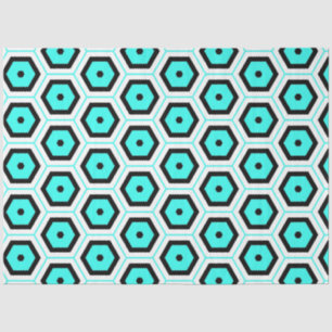 Papier Mousseline Motif géométrique Turquoise noir blanc