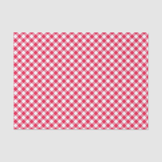 Papier Mousseline Motif Gingham Rouge et Blanc Classique Rustique (Recto)