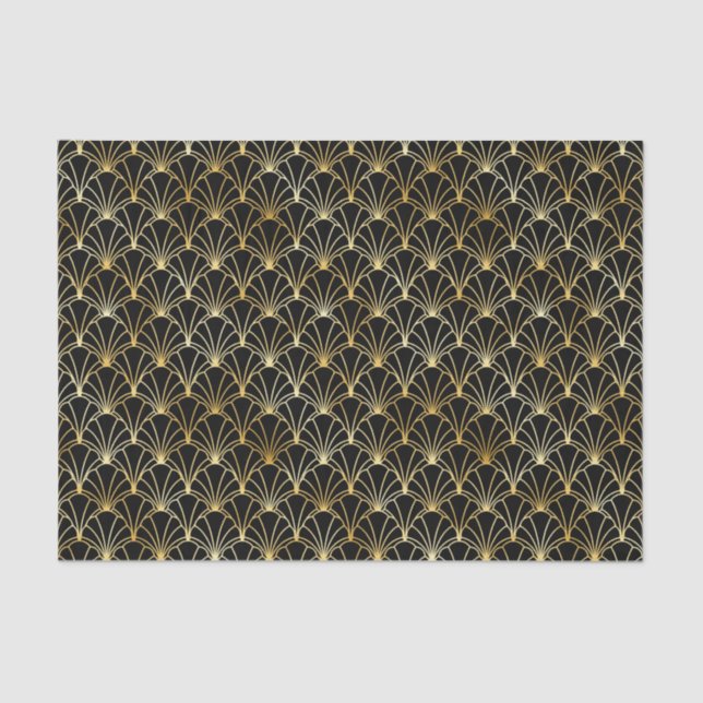 Papier Mousseline Motif Gold et Black Art Déco (Recto)