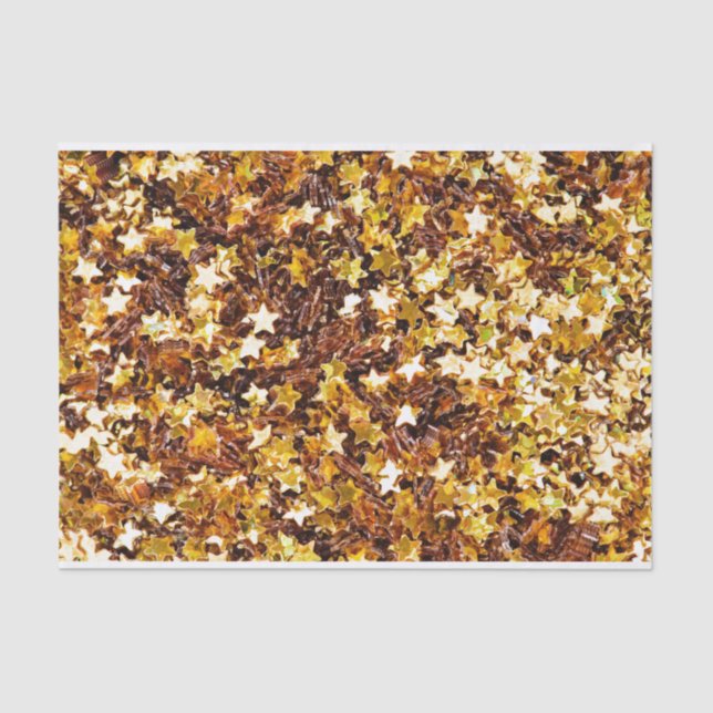 Papier Mousseline Motif Gold Et Brown Stars (Recto)