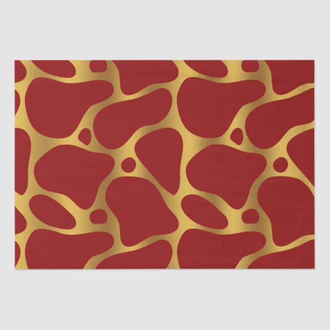 Papier Mousseline Motif Gold & Red Giraffe (Recto)