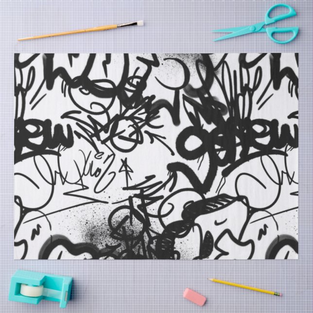 Papier Mousseline Motif Graffiti (Artisanat)