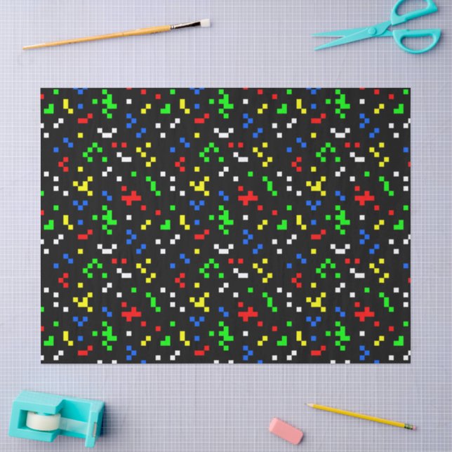 Papier Mousseline Motif graphique de jeu vidéo 8 bits rétro (Artisanat)
