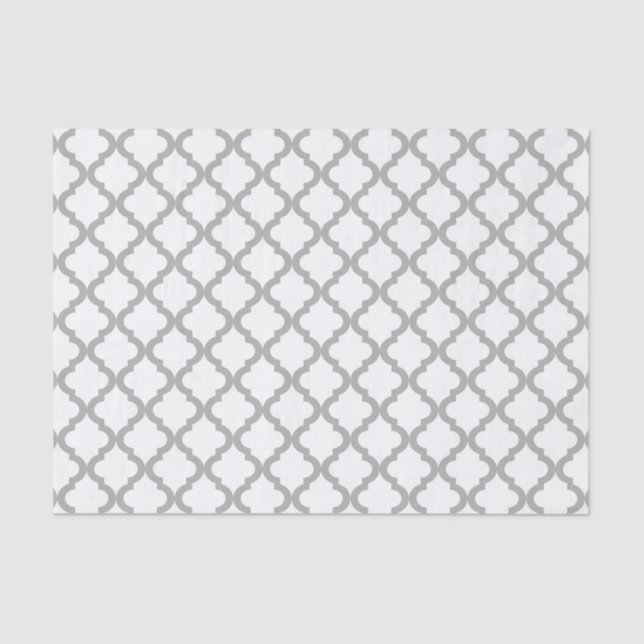 Papier Mousseline Motif gris et blanc de Quatrefoil de Marocain (Recto)