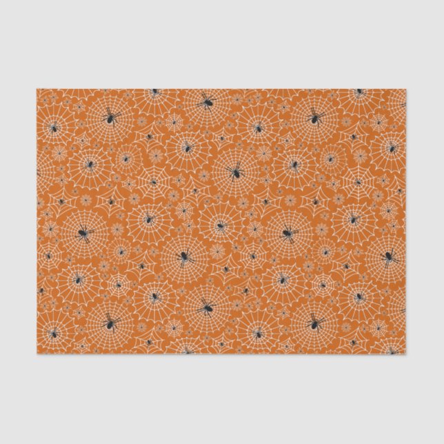 Papier Mousseline Motif Halloween | Araignées sur toiles d'araignées (Recto)