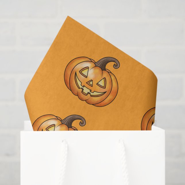 Papier Mousseline Motif Halloween Citrouille Et Joli Cartoon (Sac cadeau)