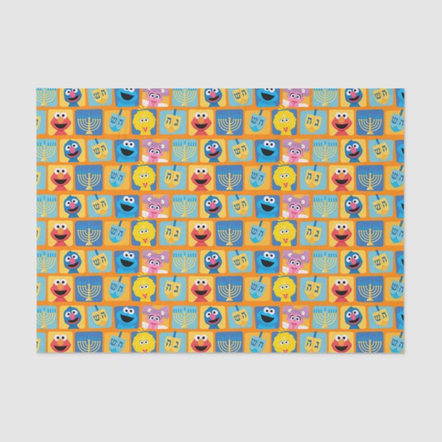 Papier Mousseline Motif Hanoukka de Sesame Street (Recto)